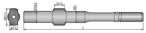 La plataforma de perforación del ATLAS COPCO BBC51 equipa el adaptador de la caña
